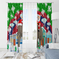 Laos Christmas Window Curtain with Santa Riding Elephant and Festive Flag Pattern - undefined