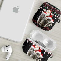 Latvia Christmas AirPods Case with Santa Claus and Wolves in Holiday Pattern Design - Wonder Print Shop