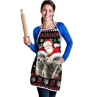 Latvia Christmas Apron with Santa Claus and Wolves in Holiday Pattern Design - Wonder Print Shop