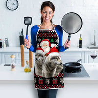 Latvia Christmas Apron with Santa Claus and Wolves in Holiday Pattern Design - Wonder Print Shop