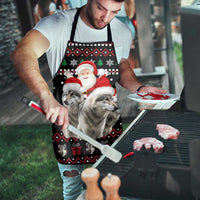 Latvia Christmas Apron with Santa Claus and Wolves in Holiday Pattern Design - Wonder Print Shop