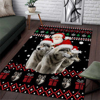 Latvia Christmas Area Rug with Santa Claus and Wolves in Holiday Pattern Design - Wonder Print Shop
