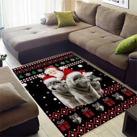 Latvia Christmas Area Rug with Santa Claus and Wolves in Holiday Pattern Design - Wonder Print Shop