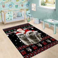 Latvia Christmas Area Rug with Santa Claus and Wolves in Holiday Pattern Design - Wonder Print Shop