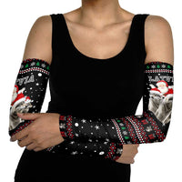 Latvia Christmas Arm Sleeves with Santa Claus and Wolves in Holiday Pattern Design - Wonder Print Shop