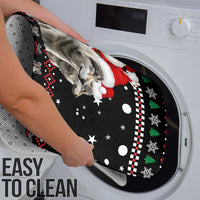 Latvia Christmas Bathroom Set with Santa Claus and Wolves in Holiday Pattern Design - Wonder Print Shop