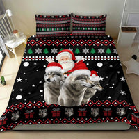 Latvia Christmas Bedding Set with Santa Claus and Wolves in Holiday Pattern Design - Wonder Print Shop