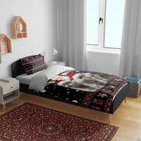 Latvia Christmas Bedding Set with Santa Claus and Wolves in Holiday Pattern Design - Wonder Print Shop