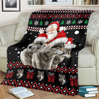 Latvia Christmas Blanket with Santa Claus and Wolves in Holiday Pattern Design - Wonder Print Shop