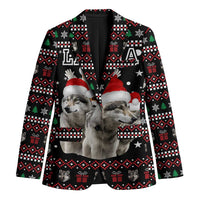 Latvia Christmas Blazer with Santa Claus and Wolves in Holiday Pattern Design - Wonder Print Shop