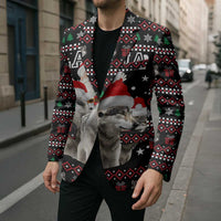 Latvia Christmas Blazer with Santa Claus and Wolves in Holiday Pattern Design - Wonder Print Shop