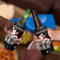 Latvia Christmas 4 in 1 Can Cooler Tumbler with Santa Claus and Wolves in Holiday Pattern Design - Wonder Print Shop