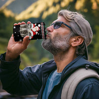 Latvia Christmas 4 in 1 Can Cooler Tumbler with Santa Claus and Wolves in Holiday Pattern Design - Wonder Print Shop