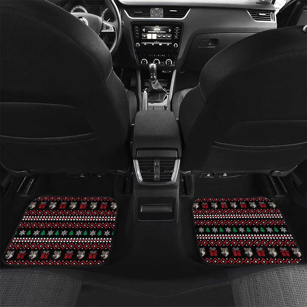 Latvia Christmas Car Mats with Santa Claus and Wolves in Holiday Pattern Design - Wonder Print Shop
