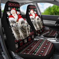 Latvia Christmas Car Seat Cover with Santa Claus and Wolves in Holiday Pattern Design - Wonder Print Shop