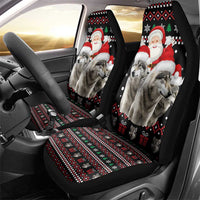Latvia Christmas Car Seat Cover with Santa Claus and Wolves in Holiday Pattern Design - Wonder Print Shop