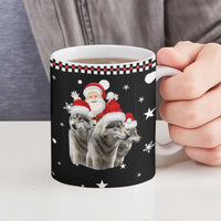 Latvia Christmas Ceramic Mug with Santa Claus and Wolves in Holiday Pattern Design - Wonder Print Shop