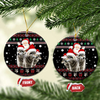 Latvia Christmas Ceramic Ornament with Santa Claus and Wolves in Holiday Pattern Design - Wonder Print Shop