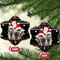 Latvia Christmas Ceramic Ornament with Santa Claus and Wolves in Holiday Pattern Design - Wonder Print Shop