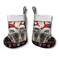 Latvia Christmas Stocking with Santa Claus and Wolves in Holiday Pattern Design - Wonder Print Shop