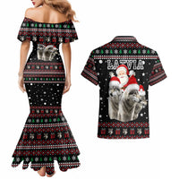 Latvia Christmas Couples Matching Mermaid Dress and Hawaiian Shirt with Santa Claus and Wolves in Holiday Pattern Design - Wonder Print Shop
