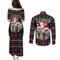 Latvia Christmas Couples Matching Puletasi and Long Sleeve Button Shirt with Santa Claus and Wolves in Holiday Pattern Design - Wonder Print Shop
