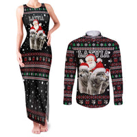 Latvia Christmas Couples Matching Tank Maxi Dress and Long Sleeve Button Shirt with Santa Claus and Wolves in Holiday Pattern Design - Wonder Print Shop