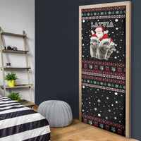 Latvia Christmas Door Cover with Santa Claus and Wolves in Holiday Pattern Design - Wonder Print Shop