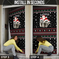 Latvia Christmas Door Cover with Santa Claus and Wolves in Holiday Pattern Design - Wonder Print Shop