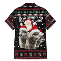 Latvia Christmas Family Matching Mermaid Dress and Hawaiian Shirt with Santa Claus and Wolves in Holiday Pattern Design - Wonder Print Shop