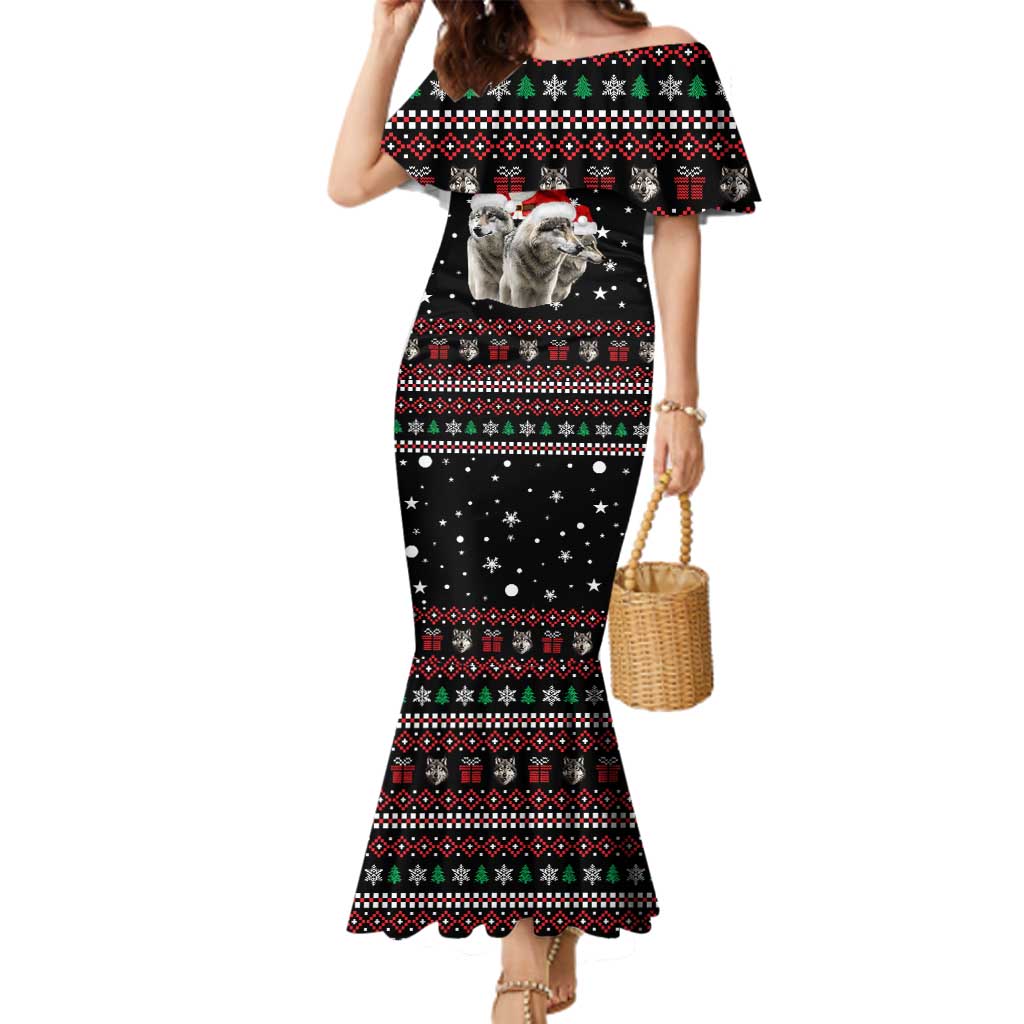 Latvia Christmas Family Matching Mermaid Dress and Hawaiian Shirt with Santa Claus and Wolves in Holiday Pattern Design - Wonder Print Shop