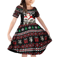 Latvia Christmas Family Matching Off Shoulder Short Dress and Hawaiian Shirt with Santa Claus and Wolves in Holiday Pattern Design - Wonder Print Shop
