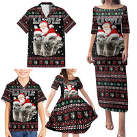 Latvia Christmas Family Matching Puletasi and Hawaiian Shirt with Santa Claus and Wolves in Holiday Pattern Design - Wonder Print Shop
