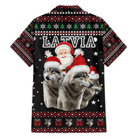 Latvia Christmas Family Matching Puletasi and Hawaiian Shirt with Santa Claus and Wolves in Holiday Pattern Design - Wonder Print Shop