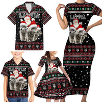 Latvia Christmas Family Matching Short Sleeve Bodycon Dress and Hawaiian Shirt with Santa Claus and Wolves in Holiday Pattern Design - Wonder Print Shop