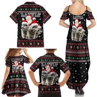 Latvia Christmas Family Matching Summer Maxi Dress and Hawaiian Shirt with Santa Claus and Wolves in Holiday Pattern Design - Wonder Print Shop