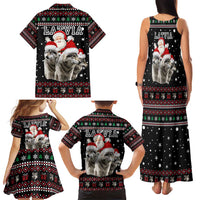 Latvia Christmas Family Matching Tank Maxi Dress and Hawaiian Shirt with Santa Claus and Wolves in Holiday Pattern Design - Wonder Print Shop