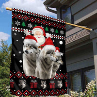 Latvia Christmas Garden Flag with Santa Claus and Wolves in Holiday Pattern Design - Wonder Print Shop