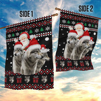 Latvia Christmas Garden Flag with Santa Claus and Wolves in Holiday Pattern Design - Wonder Print Shop