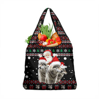 Latvia Christmas Grocery Bag with Santa Claus and Wolves in Holiday Pattern Design - Wonder Print Shop