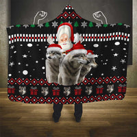 Latvia Christmas Hooded Blanket with Santa Claus and Wolves in Holiday Pattern Design - Wonder Print Shop