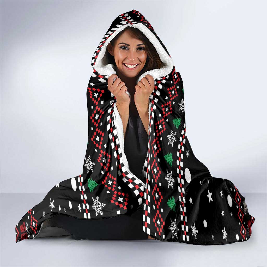 Latvia Christmas Hooded Blanket with Santa Claus and Wolves in Holiday Pattern Design - Wonder Print Shop
