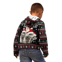 Latvia Christmas Kid Hoodie with Santa Claus and Wolves in Holiday Pattern Design - Wonder Print Shop