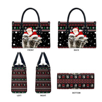 Latvia Christmas Leather Bag with Santa Claus and Wolves in Holiday Pattern Design - Wonder Print Shop