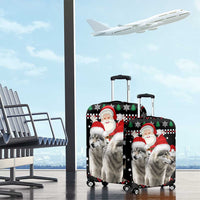 Latvia Christmas Luggage Cover with Santa Claus and Wolves in Holiday Pattern Design - Wonder Print Shop