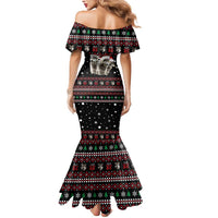 Latvia Christmas Mermaid Dress with Santa Claus and Wolves in Holiday Pattern Design - Wonder Print Shop