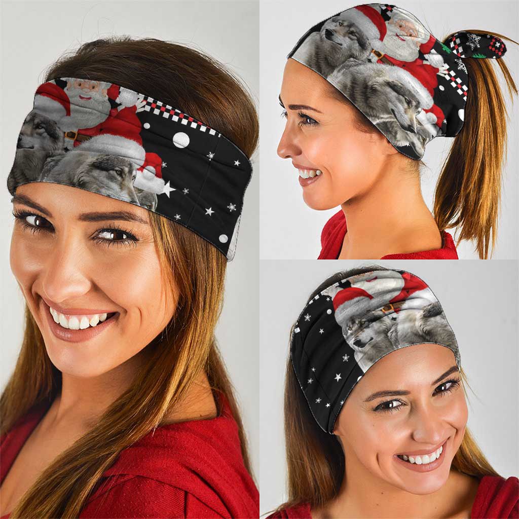 Latvia Christmas Neck Gaiter with Santa Claus and Wolves in Holiday Pattern Design - Wonder Print Shop