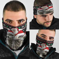 Latvia Christmas Neck Gaiter with Santa Claus and Wolves in Holiday Pattern Design - Wonder Print Shop