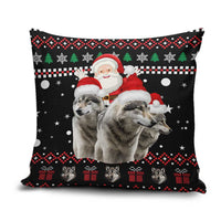 Latvia Christmas Pillow Cover with Santa Claus and Wolves in Holiday Pattern Design - Wonder Print Shop