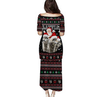 Latvia Christmas Puletasi with Santa Claus and Wolves in Holiday Pattern Design - Wonder Print Shop